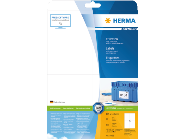 5063 etiket herma 5063 105x148mm premium a4 100st