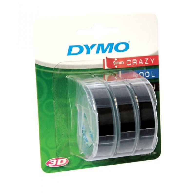 Dymo 3D reliëftapes, set van 3 rollen zwarte tape