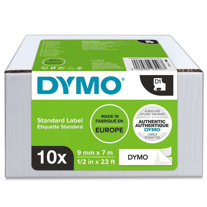 Dymo 2093096 Value Pack 10x S0720680 D1 zwart op wit, 9mm