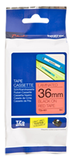 TZe-461 36mm Zwart op Rood  TZe-461 36mm Zwart op Rood