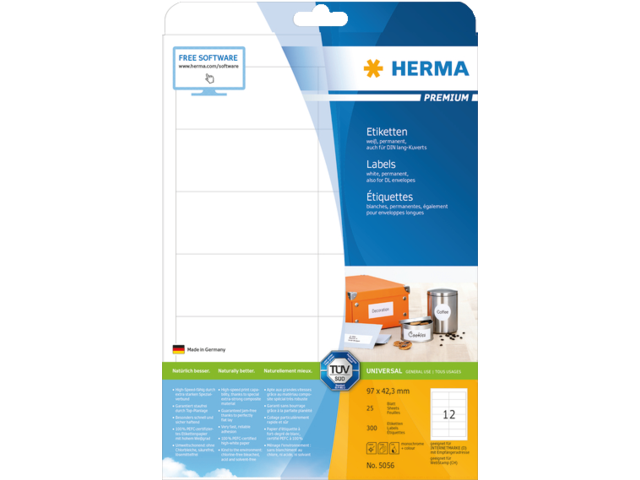 5056 etiket herma 5056 96.5x42.3mm premium a4 300st