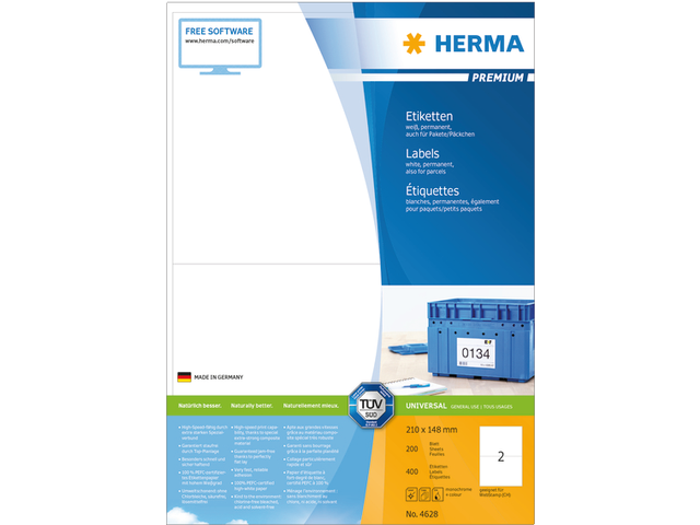 4628 etiket herma 4628 210x148mm premium a4 400st