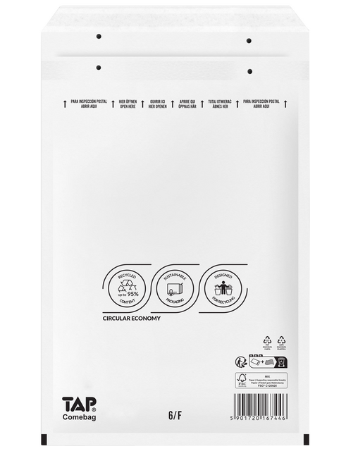 Envelop TAP Comebag luchtkussen nr16 240x350mm 100 stuks Envelop TAP Comebag luchtkussen nr16 240x350mm 100 stuks