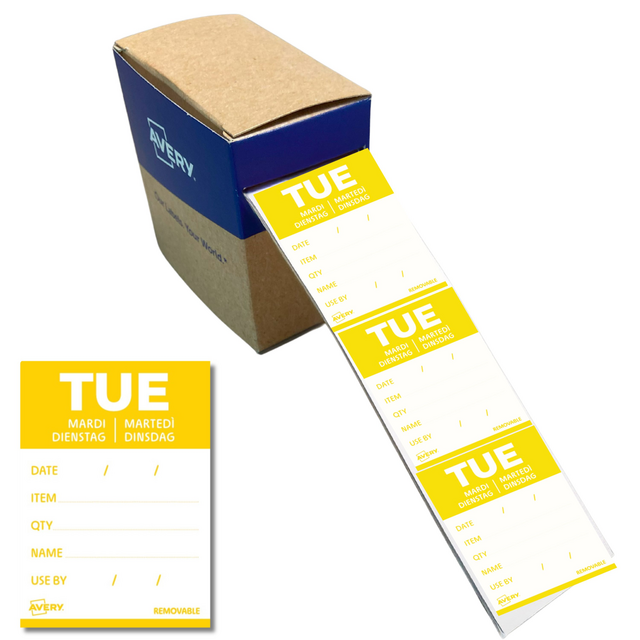 Etiket Avery HACCP dinsdag-geel 40x56mm 500st