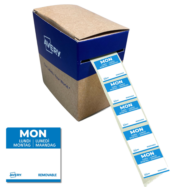 Etiket Avery HACCP maandag-blauw 25x25mm 1000st Etiket Avery HACCP maandag-blauw 25x25mm 1000st