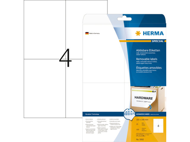 5082 etiket herma 5082 movable 105x148mm a4 100st wit