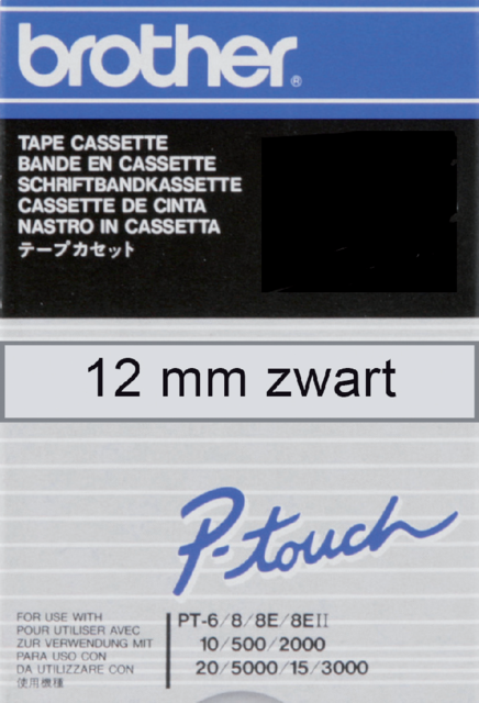 Labeltape Brother P-touch TC-101 standaard 12mm zwart op transparant Labeltape Brother P-touch TC-101 standaard 12mm zwart op transparant