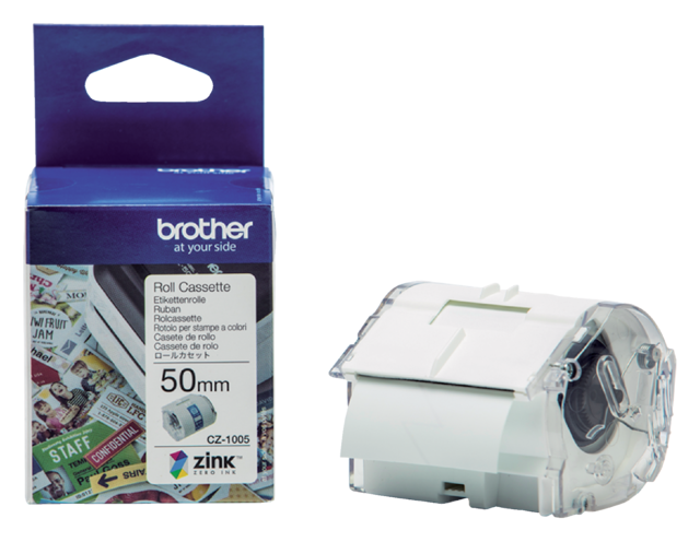 Etiket Brother CZ-1005 multifunctioneel 50mm 1 rol á 5m wit Etiket Brother CZ-1005 multifunctioneel 50mm 1 rol á 5m wit