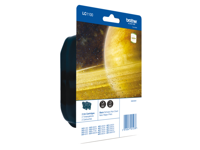 LC1100BKBP2 inkcartridge brother lc-1100 2x zwart