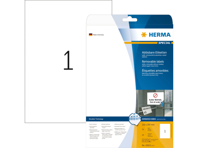 10021 etiket herma movable 10021 210x297mm a4 25st