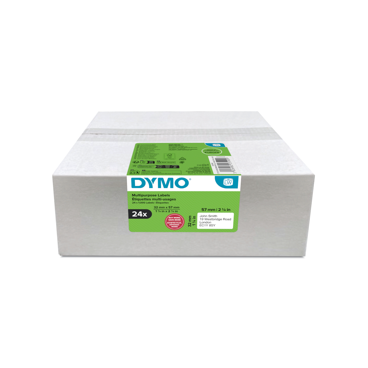 Dymo 2223590 24-pack LW etiket 32x57mm wit papier, verwijderbaar Dymo 2223590 24-pack LW etiket 32x57mm wit papier, verwijderbaar