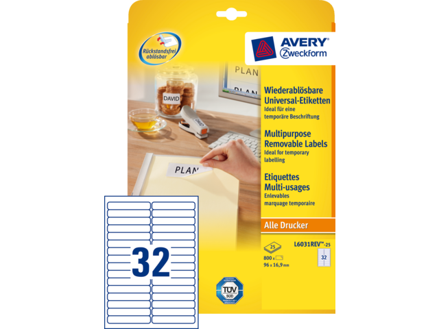 L6031REV-25 etiket avery zweck l6031rev-25 96x16.9mm 800st