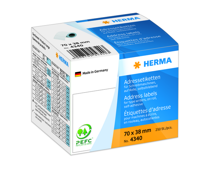 4340 etiket herma adres 4340 70x38mm 250st op rol wit