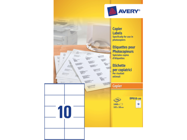 DP010-100 etiket avery dp010-100 105x58mm 1000st