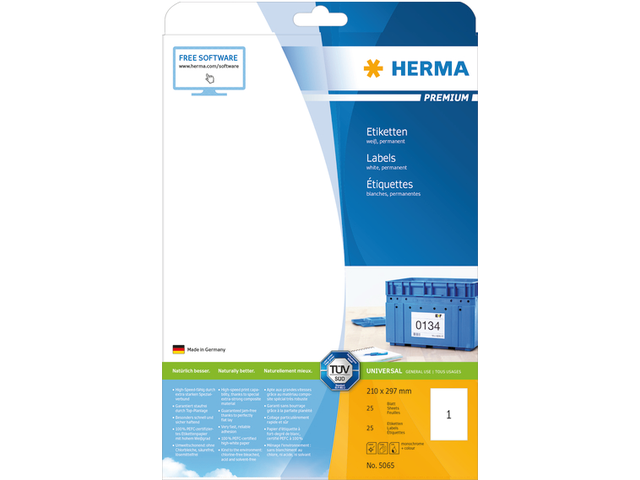 5065 etiket herma 5065 210x297mm premium a4 25st