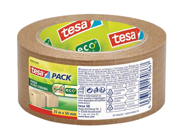 Verpakkingstape Tesa 56000 Eco papier ultra strong 50mmx25m