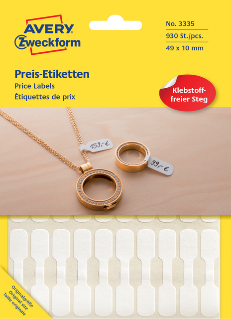 3335 etiket avery zweck 3335 49x10mm 924st