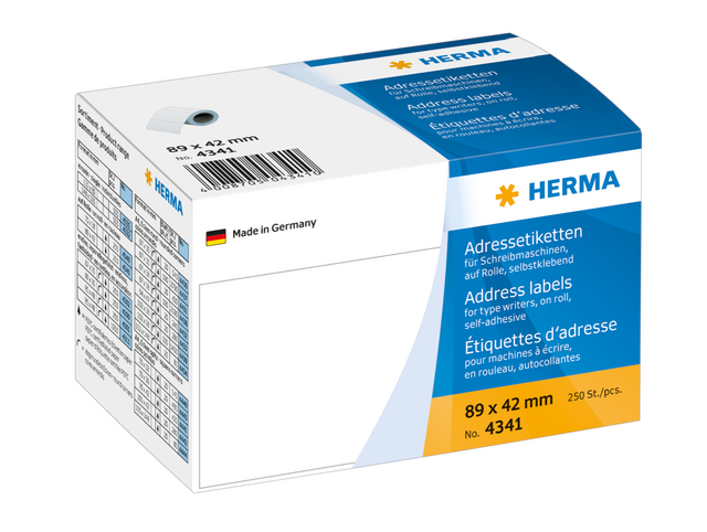 Etiket HERMA adres 4341 89X42mm op rol 250stuks Etiket HERMA adres 4341 89X42mm op rol 250stuks