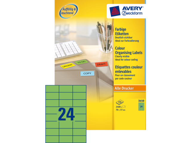 3450 etiket avery zweck 3450 70x37mm groen 2400st
