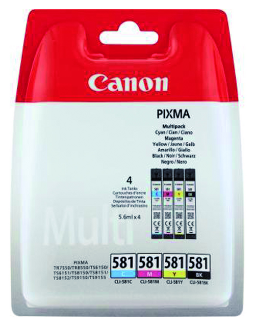 2895210 inkcartridge canon cli-581 zwart + 3 kleuren