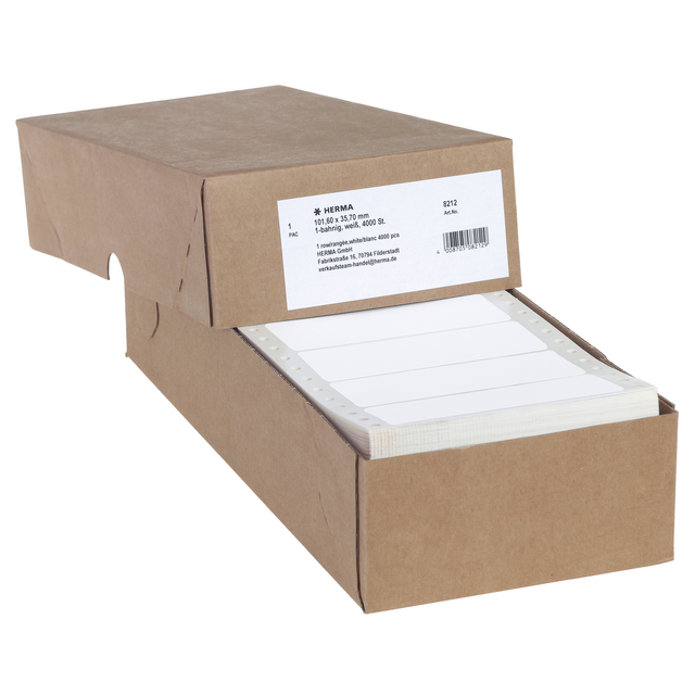 Etiket HERMA 8212 101.6x35.7mm 1-baans wit 4000stuks Etiket HERMA 8212 101.6x35.7mm 1-baans wit 4000stuks