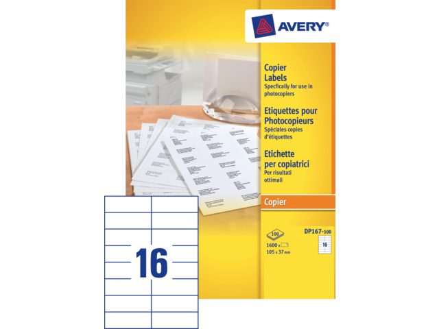 DP167-100 etiket avery dp167-100 105x37mm 1600st